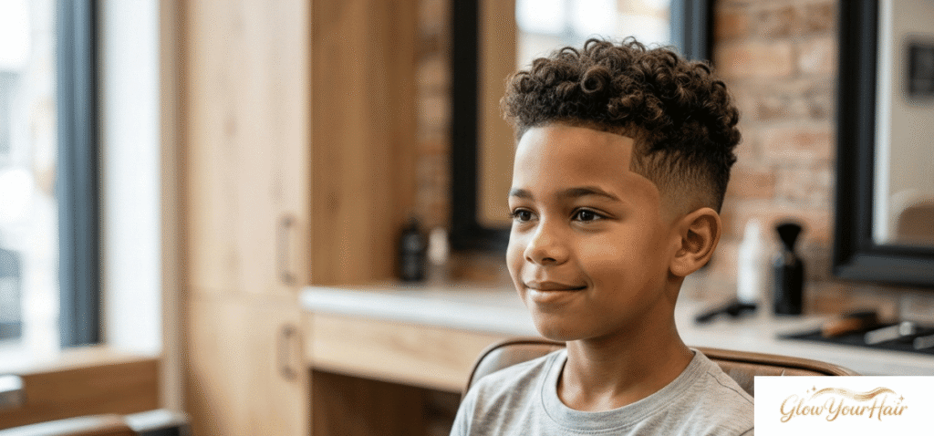 Textured Curly Top with Low Fade