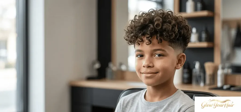  Mid Fade with Curly Top