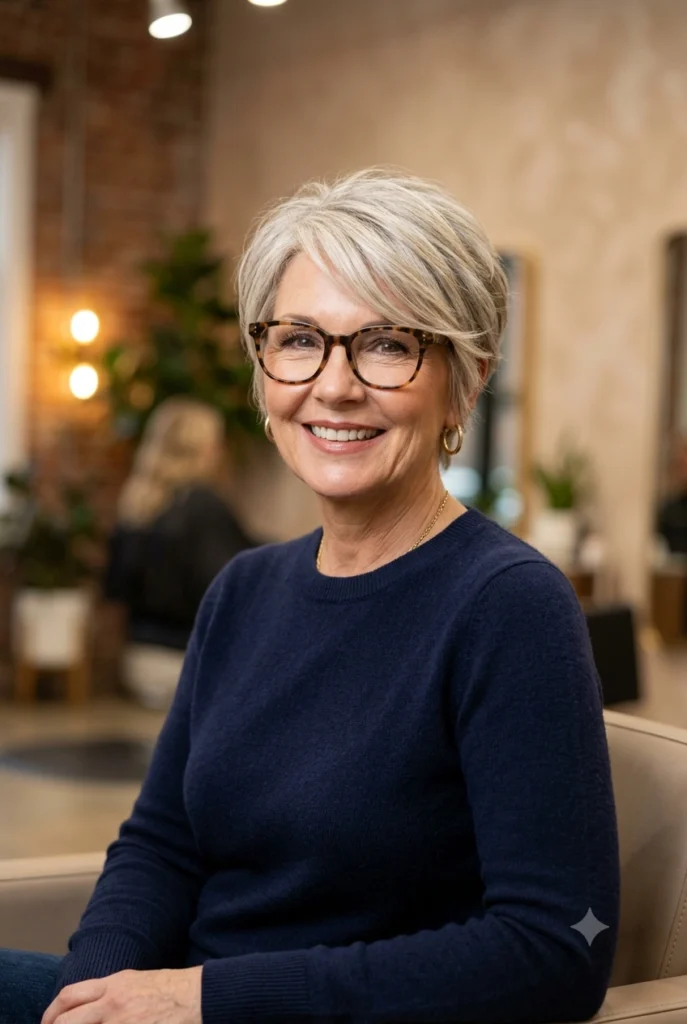 Short Hairstyles for Women Over 50 With Glasses: